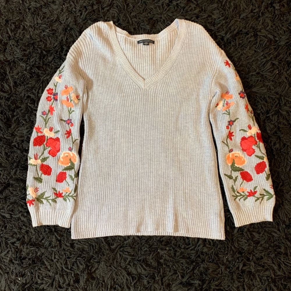 AE V-Neck Embroidered Sweater